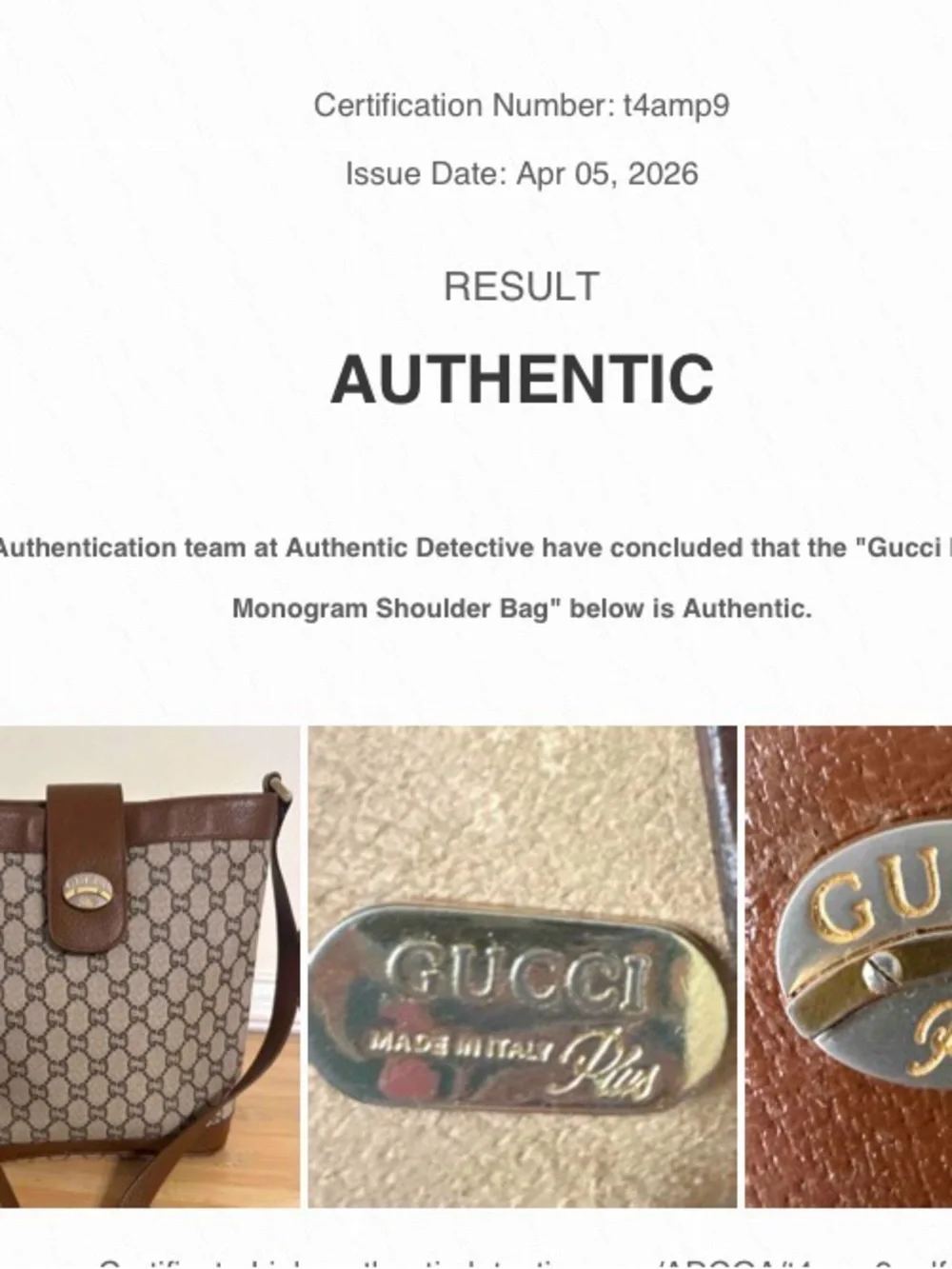 Vintage Gucci Monogram crossbody Adjustable Strap Authentic Gucci ( COA include)